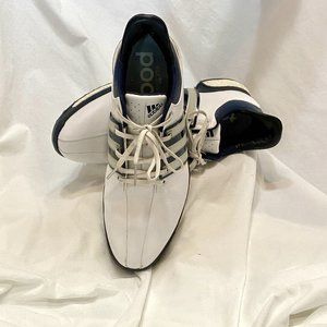 Size 11.5 Adidas Tour 360 White w/Navy Stripes Golf Shoes